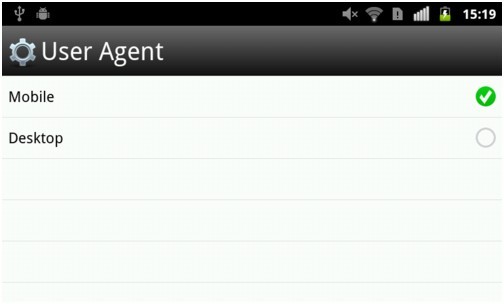 欧朋HD浏览器自带“User Agent”设置，如果想使用支付宝付款就选择“Mobile”方式